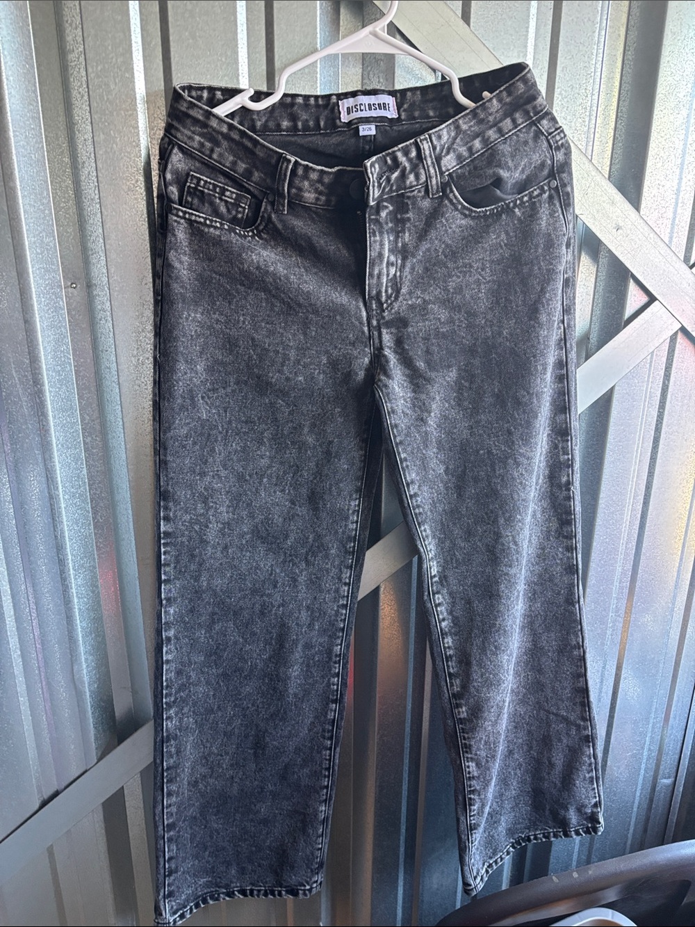 Juniors Washed Black Straight-Leg Jeans